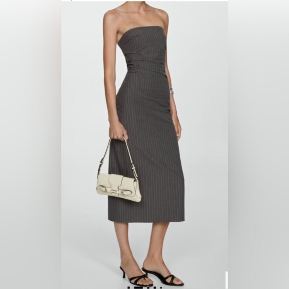Mango Pinstripe Midi Dress – Size 6 – NWT